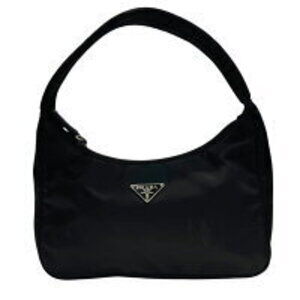 Prada Triangle Plate Nylon Hobo Hobo Shoulder Bag Black